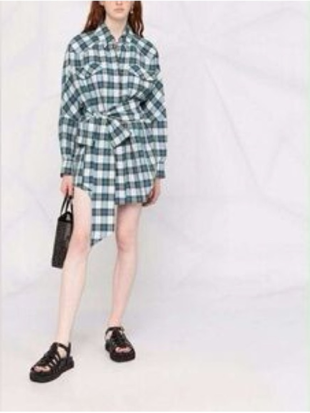Alexandre Vauthier Plaid Belted Shirt Mini Dress EU 38 NWOT